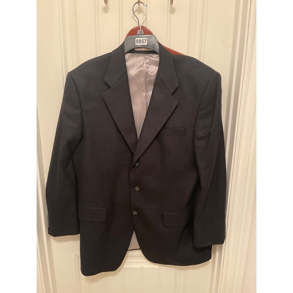 Peerless Couture Mens Black Blazer Jacket 42R Cashmere & Silk Blend Made In Cana